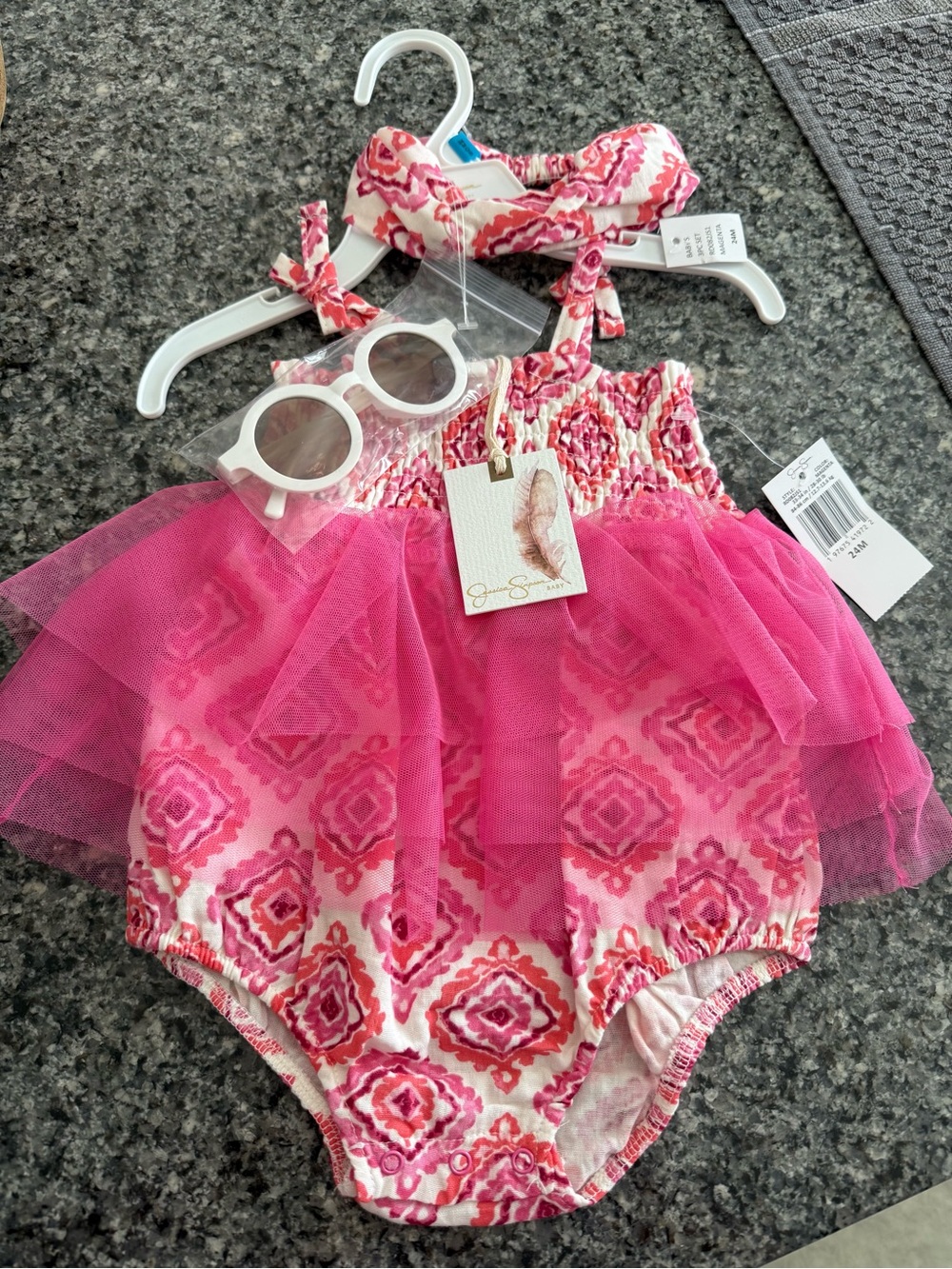 NWT Jessica Simpson Pink Tulle Baby One-Piece- size 24M